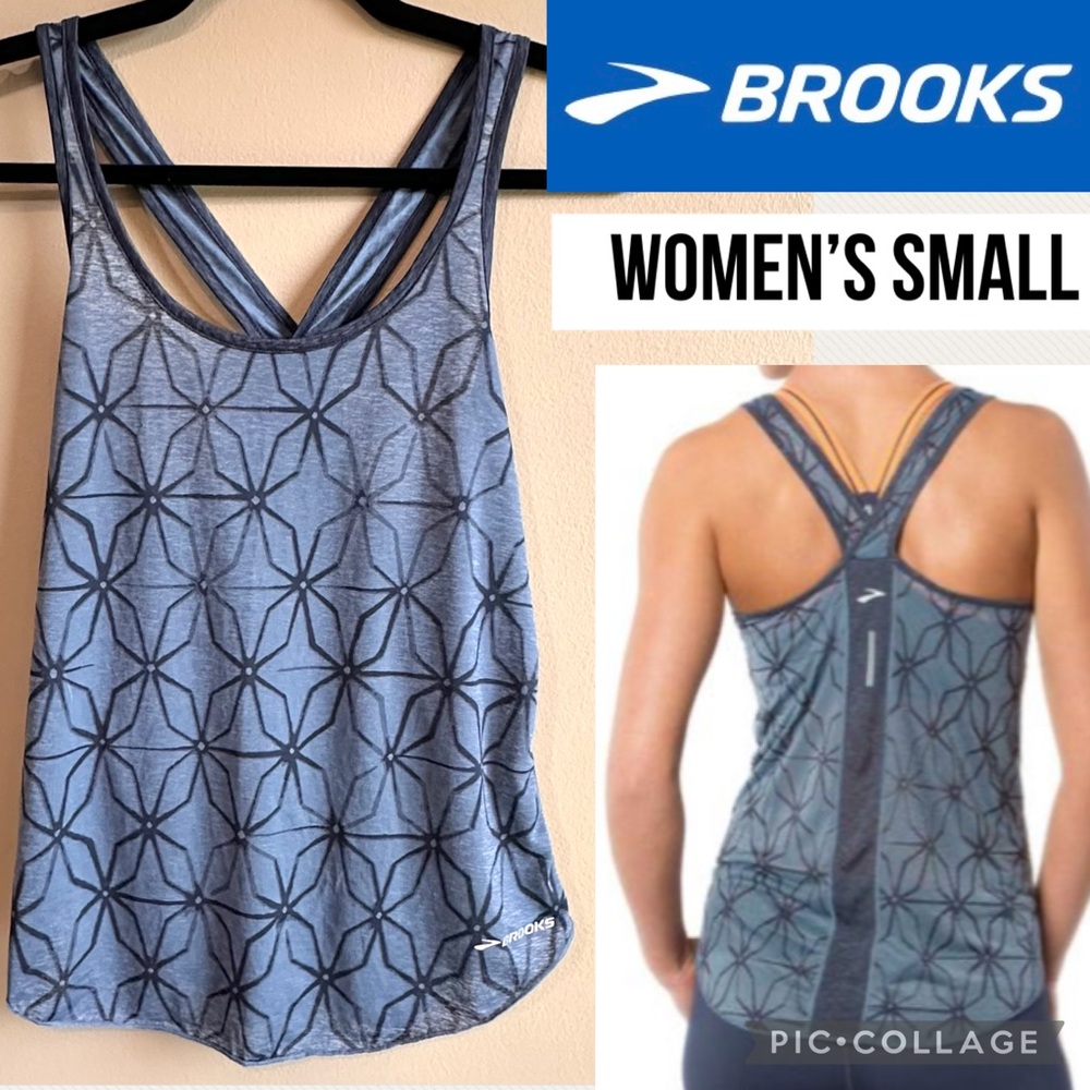 Brooks Womens Tank Top Versatile Ultra Lite Running Workout Racerback Blue S